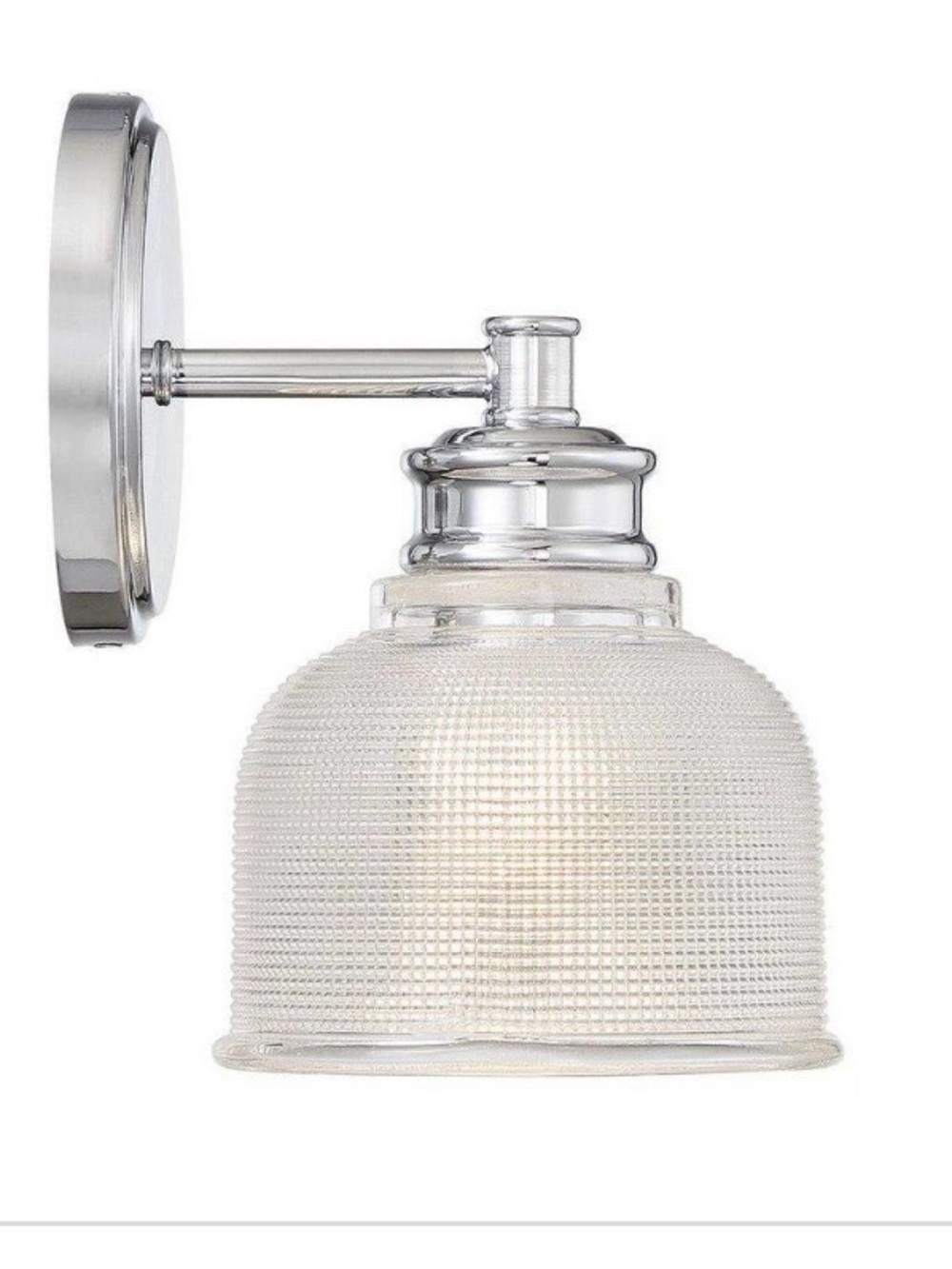 New Savoy House Polished Chrome Wall Sconce with Textured Glass Shade